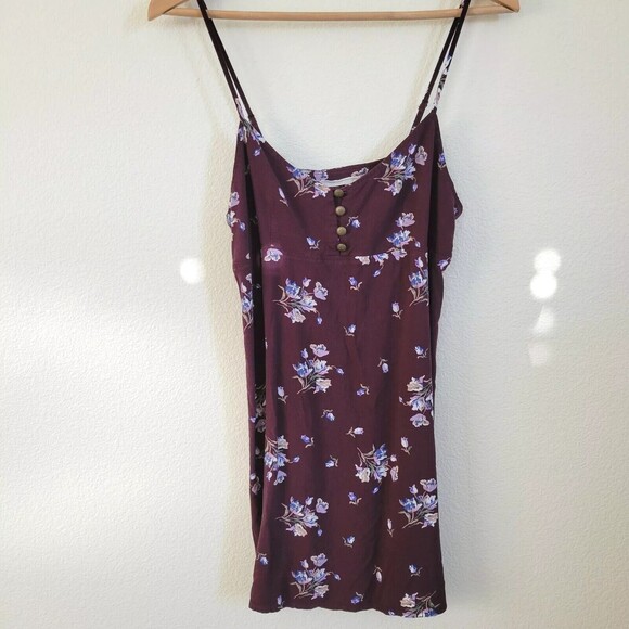 Urban Outfitters Rayanne y2k Printed floral Y2k Slip Dress Medium eggplant - Picture 2 of 8